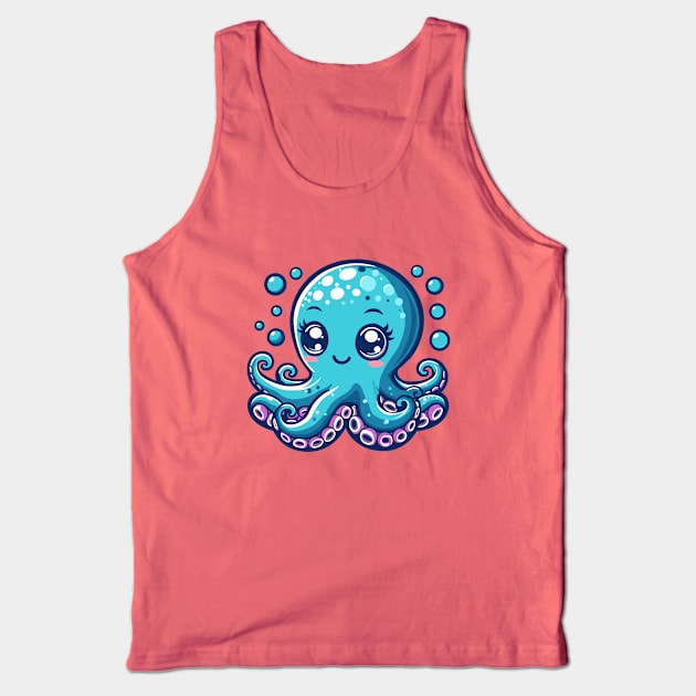 Cute Blue Octopus Tank Top by Arief Uchiha